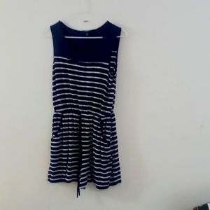 Women's blue and white striped one piece romper